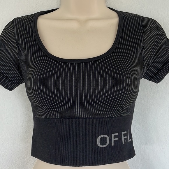 Aerie offline black pinstripe bodycon cropped tee size XS - Picture 3 of 11